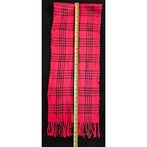 BURBERRYs of London 100% Lambswool RED Scarf Shawl Nova Check Vintage - Picture 5 of 8